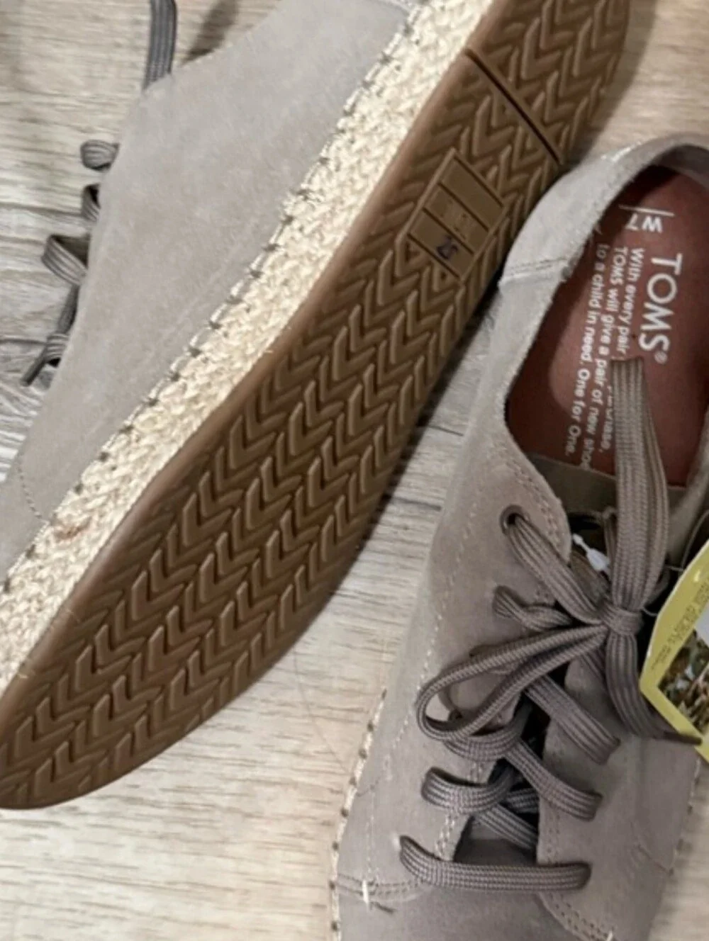 TOMS Suede Lace-Up Sneakers in Taupe